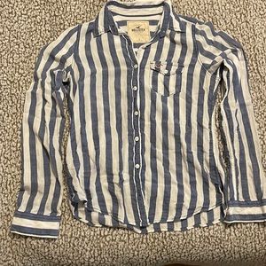 Hollister button down white and blue beach shirt. Like linen.